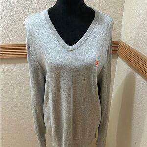 American Eagle Outtfitters Classic Fit Gray V-Neck Sweater Size L